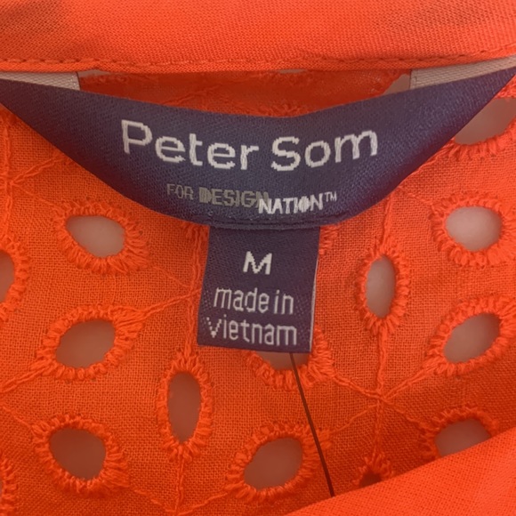 NWT Peter Som for Design Nation Eyelet Lace Cotton Orange 3/4 Sleeve Top: Size M - Picture 6 of 10